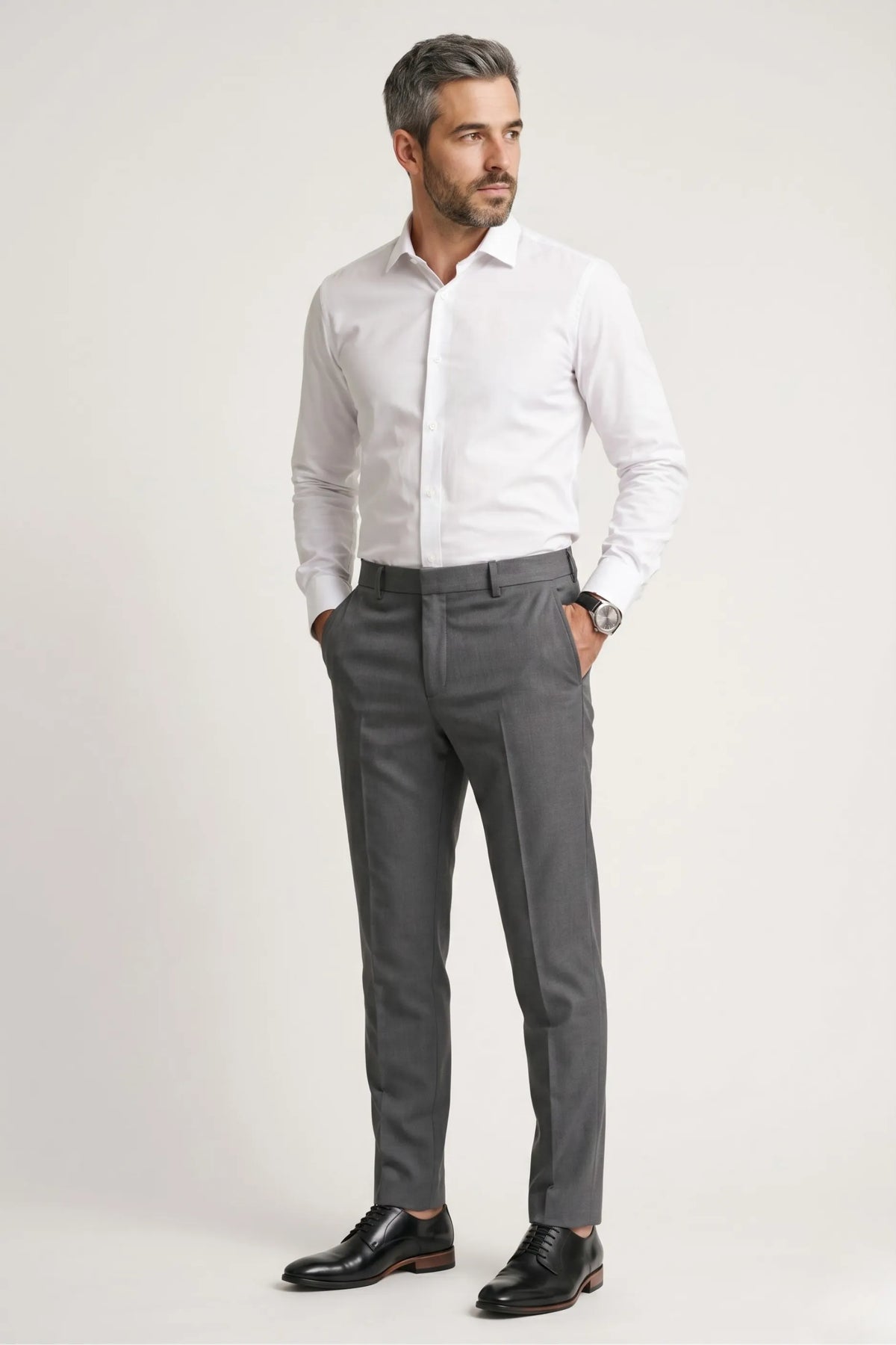 Calça Social Masculina Tradicional Cinza Escuro