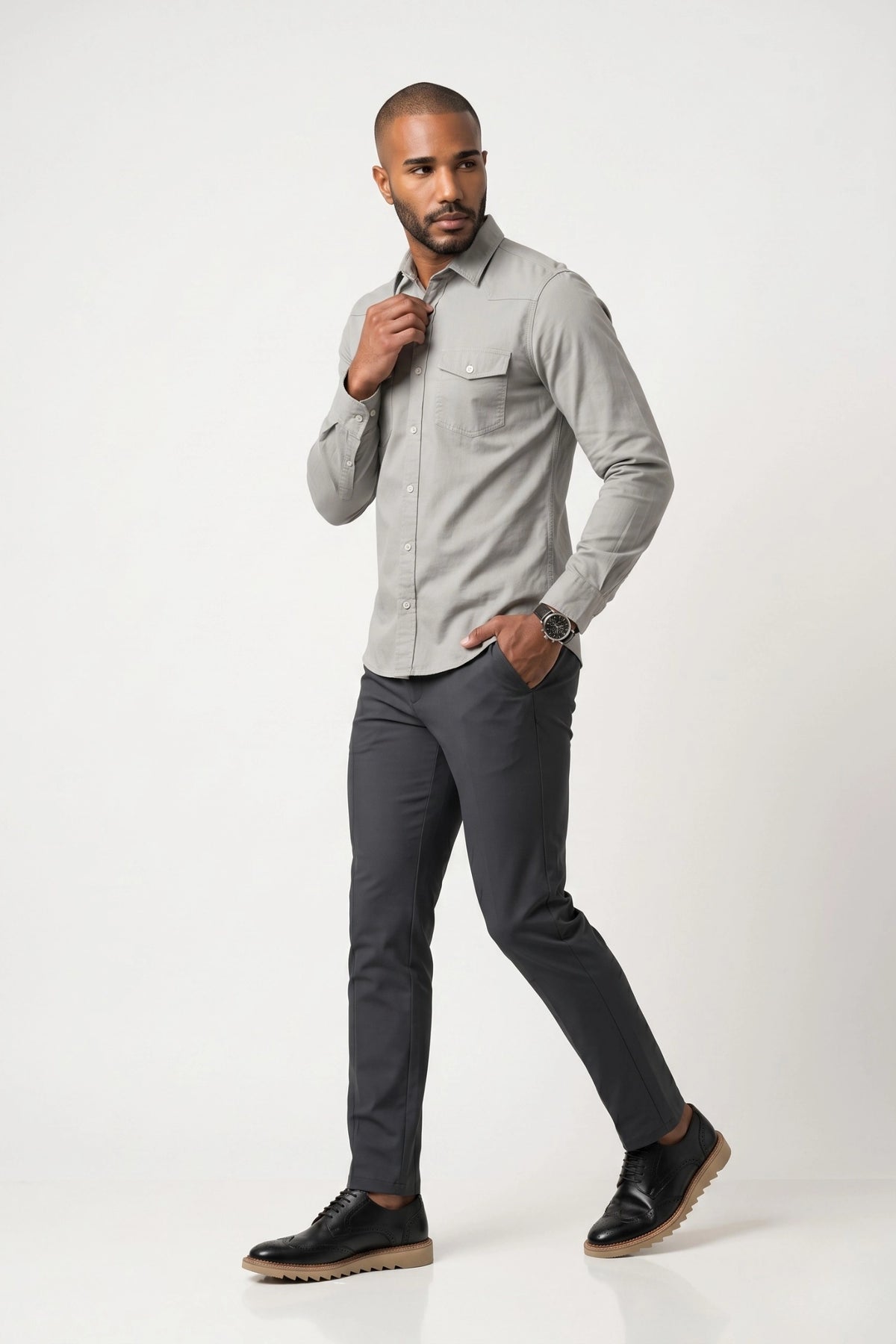 Camisa Masculina Casual Slim Fit Sarja