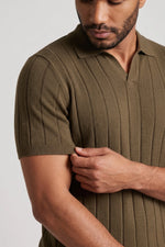 Camisa Polo Masculina Tricot Canelada Gola V