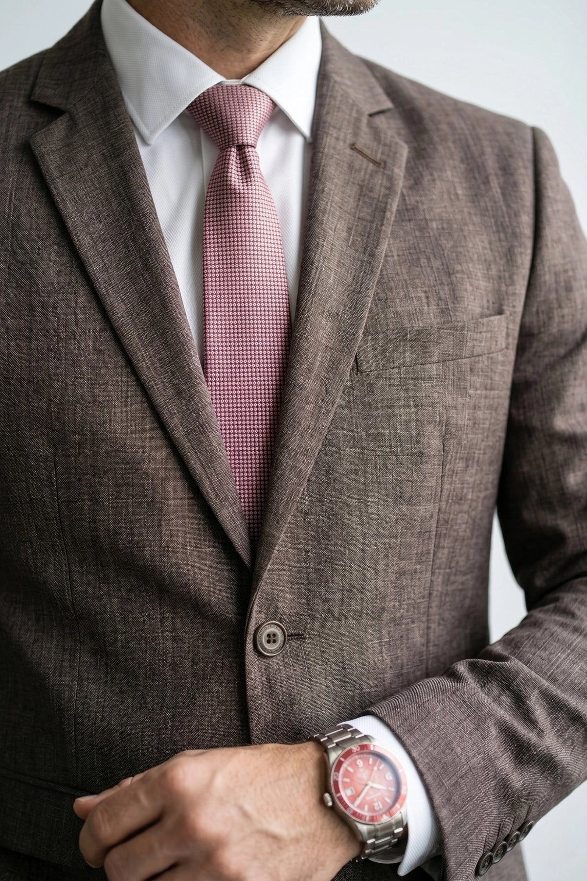 Terno Masculino Melange Semi Slim Marrom Café