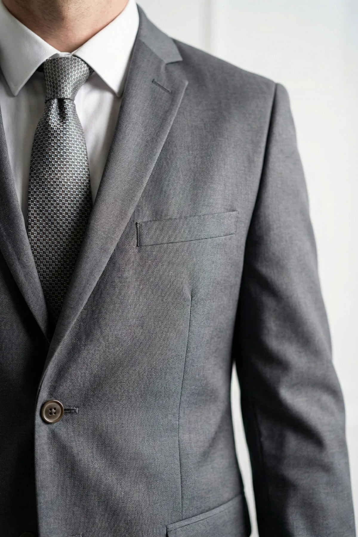 Terno Masculino Poliéster Semi Slim Cinza