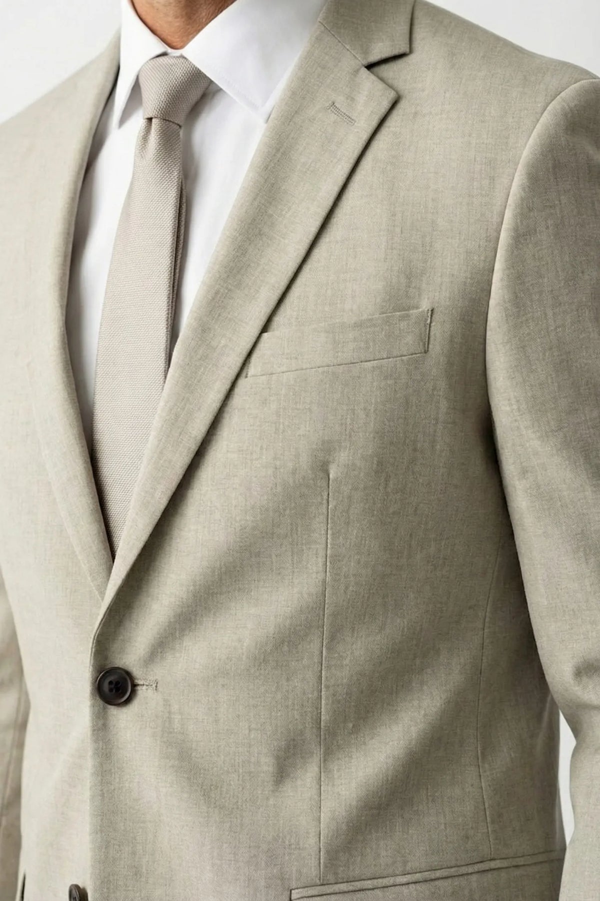 Terno Masculino Poliéster Semi Slim Areia Mesclado