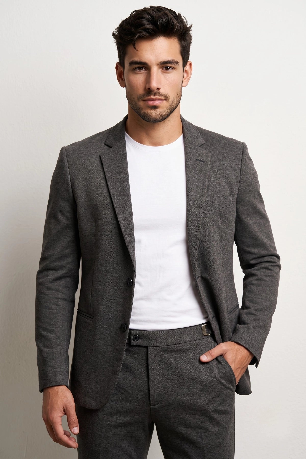 Terno Masculino Slim em Malha de Alfaiataria com Elastano