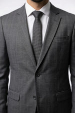Terno Masculino Príncipe de Gales em Poliviscose Cinza Escuro