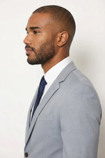 Terno Masculino Poliéster Semi Slim Cinza Claro