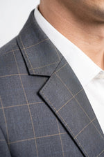 Terno Masculino Poliviscose Semi Slim Cinza Xadrez