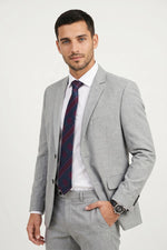 Terno Masculino Melange Semi Slim Cinza Claro
