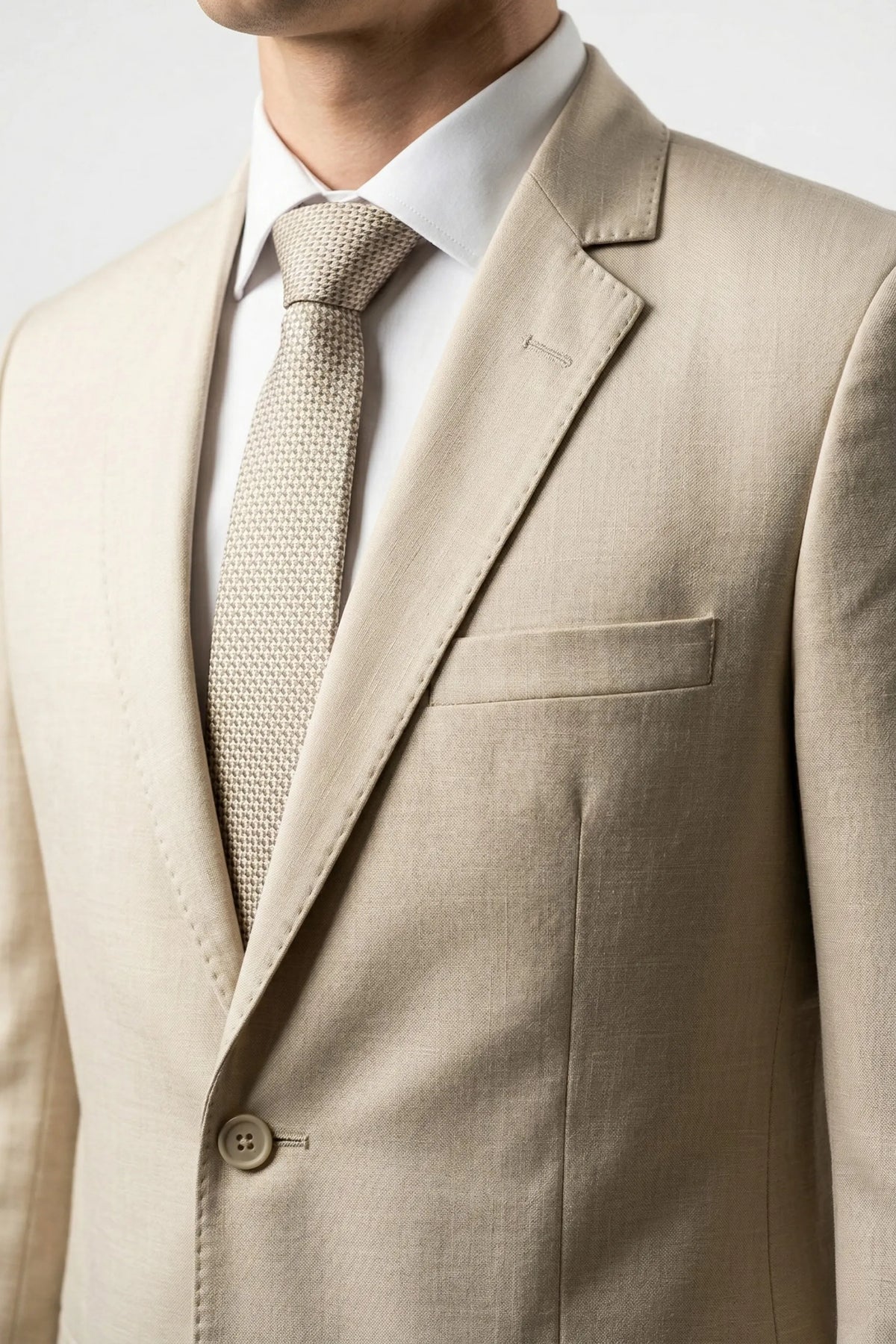 Terno Masculino Poliviscose Semi Slim Bege Riviera