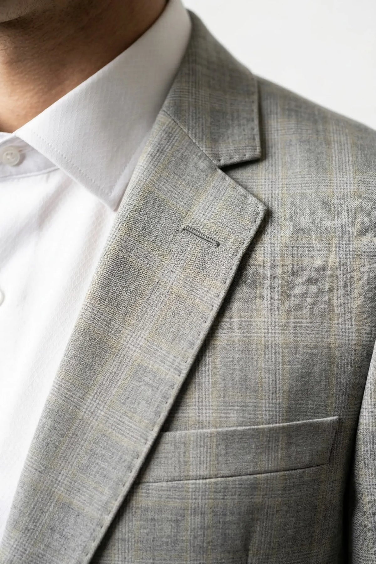 Terno Masculino Grigio Príncipe de Gales Semi Slim