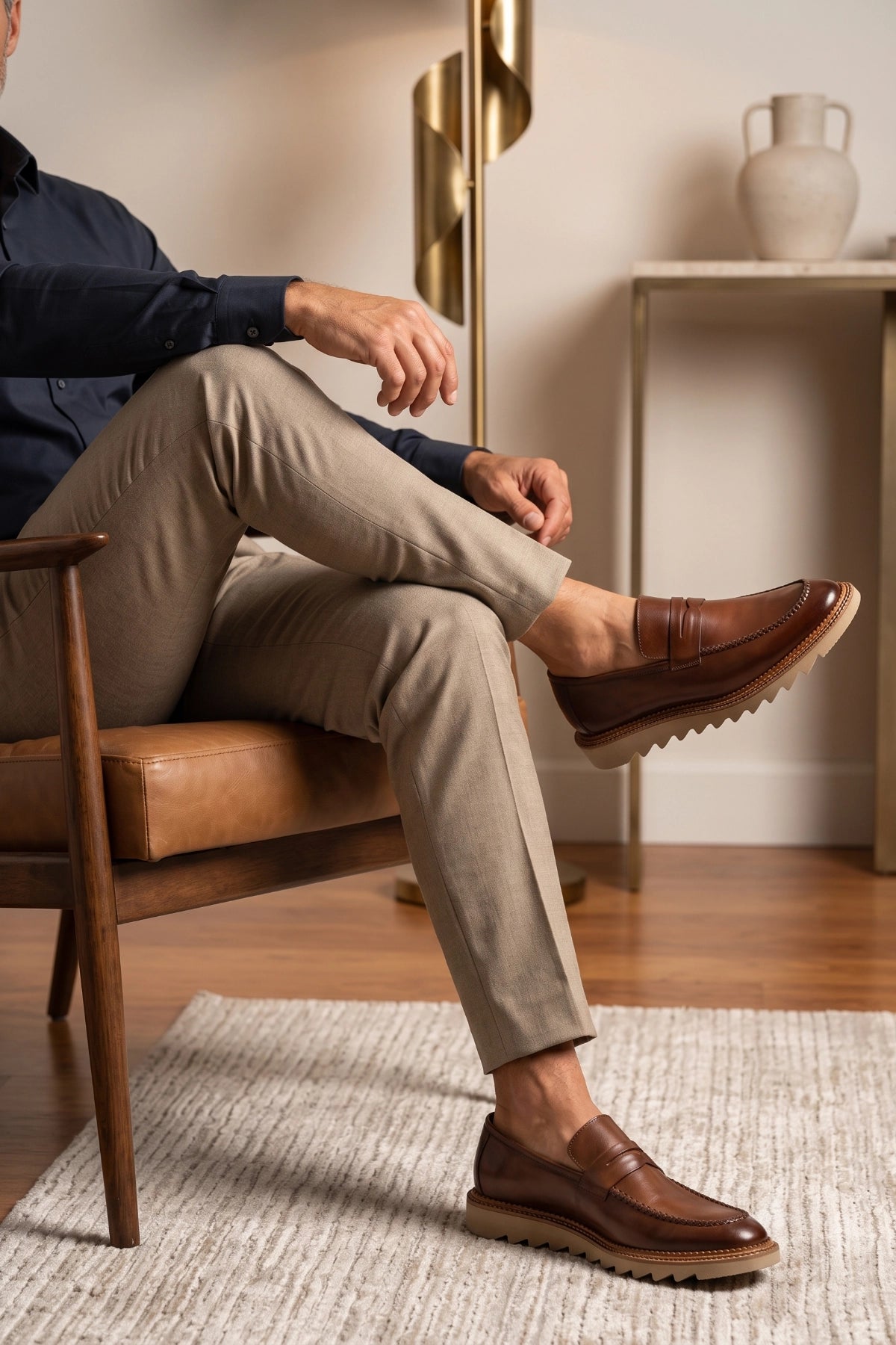 Sapato Social Loafer Tratorado Savelli em Couro Legítimo