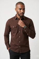 Camisa Masculina Casual Slim Fit Sarja