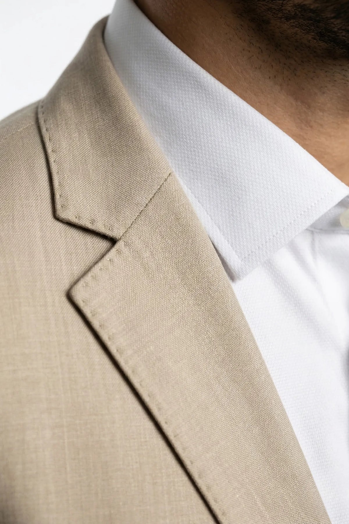 Terno Slim Masculino Bege Mesclado em Poliviscose