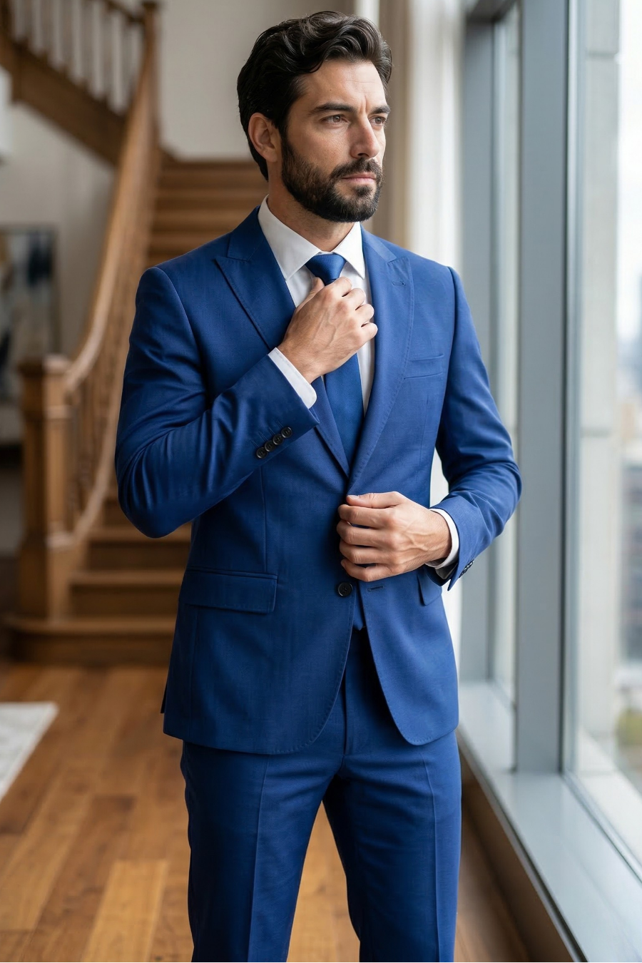 Terno Masculino Poliviscose Semi Slim Azul Bic