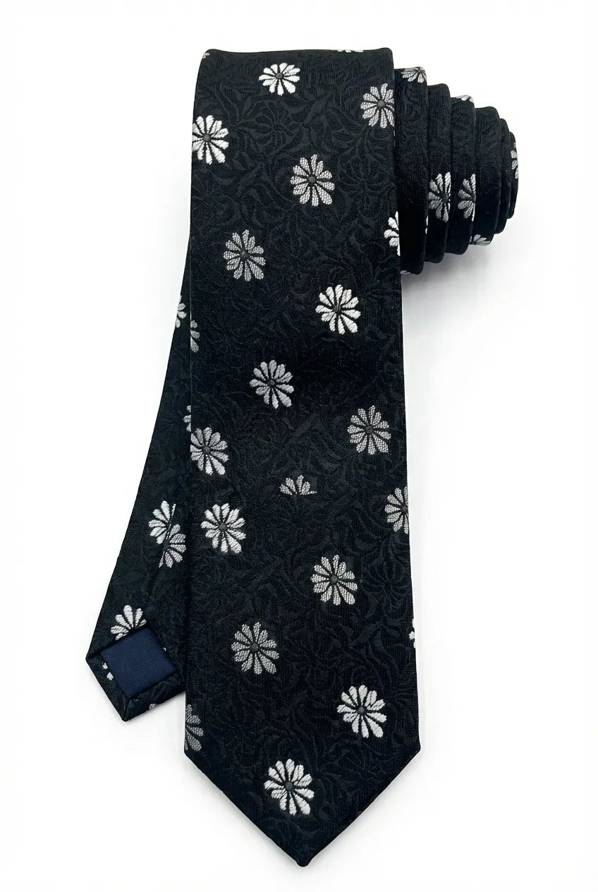 Gravata Masculina Gold Semi Slim Floral