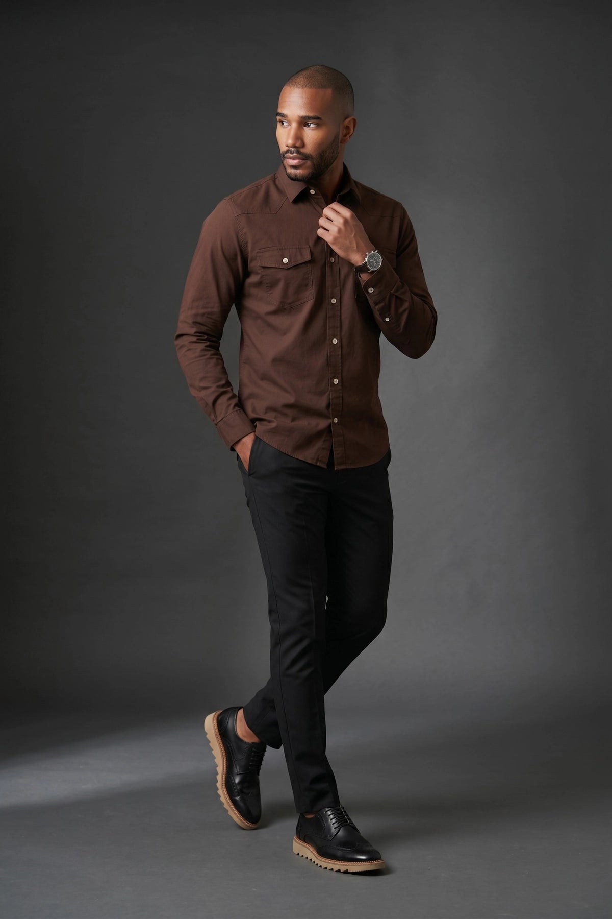 Camisa Masculina Casual Slim Fit Sarja