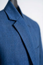 Terno Masculino Poliéster Semi Slim Azul Xadrez