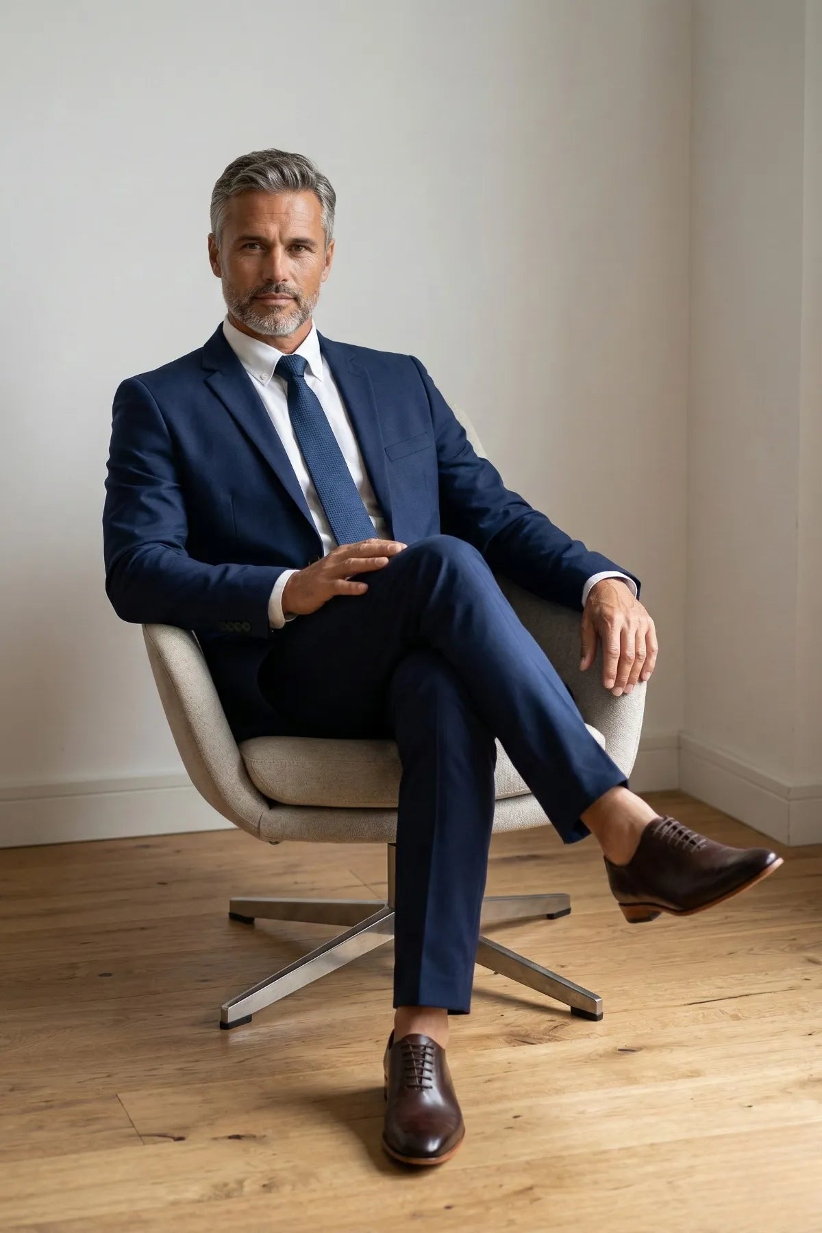 Terno Masculino Poliéster Slim Azul Marinho