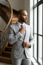 Terno Masculino Grigio Príncipe de Gales Semi Slim