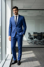 Terno Masculino Poliéster Semi Slim Azul Turquesa