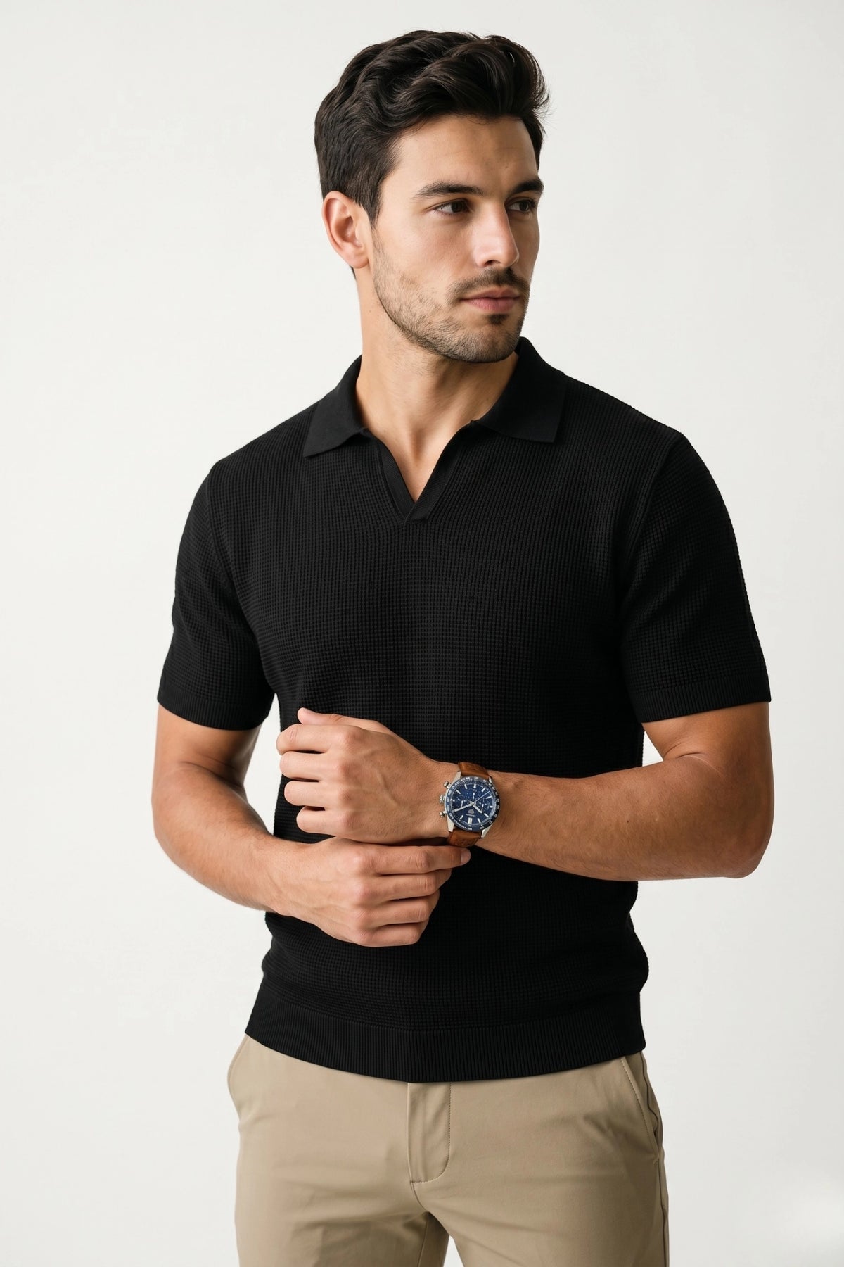 Camisa Polo Masculina Tricot V Textura