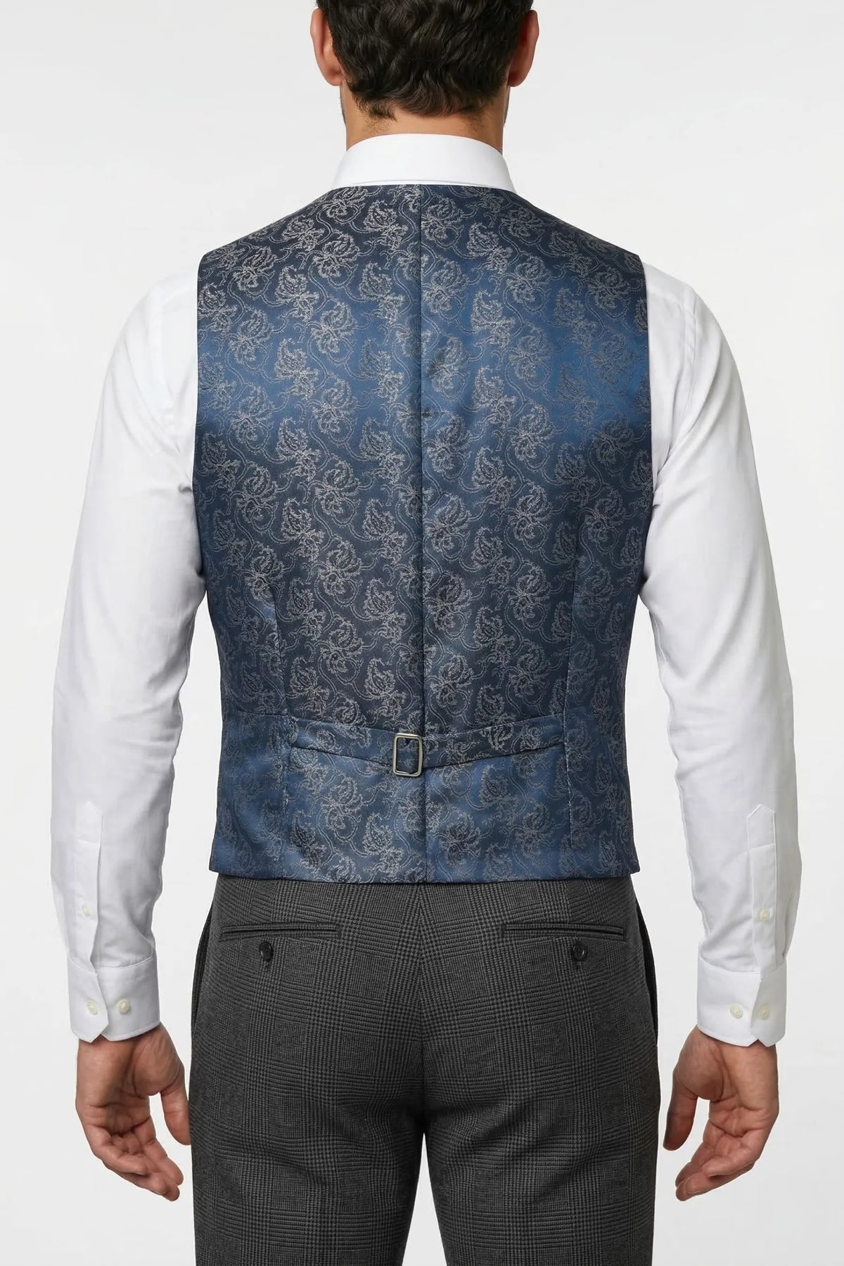 Terno Masculino Príncipe de Gales em Poliviscose Cinza Escuro