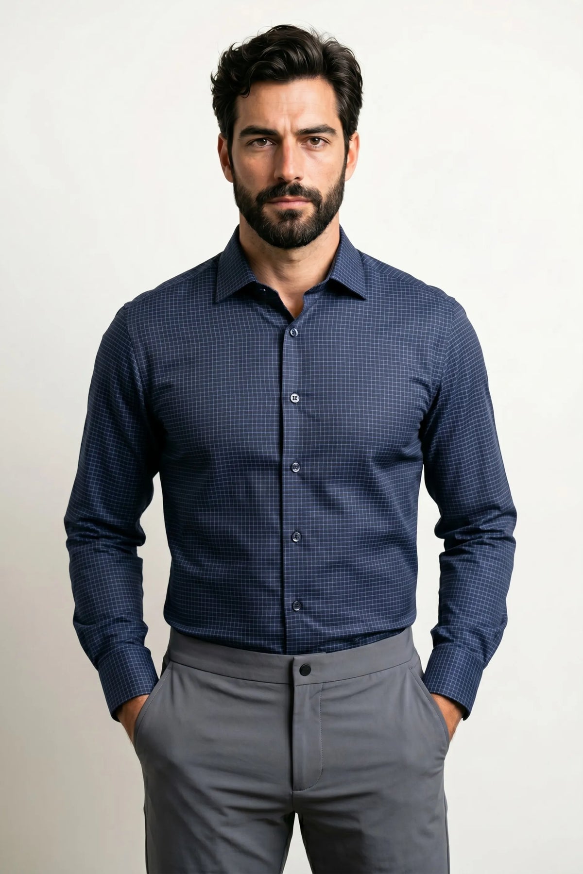 Camisa Social Masculina Xadrez Micro Tradicional