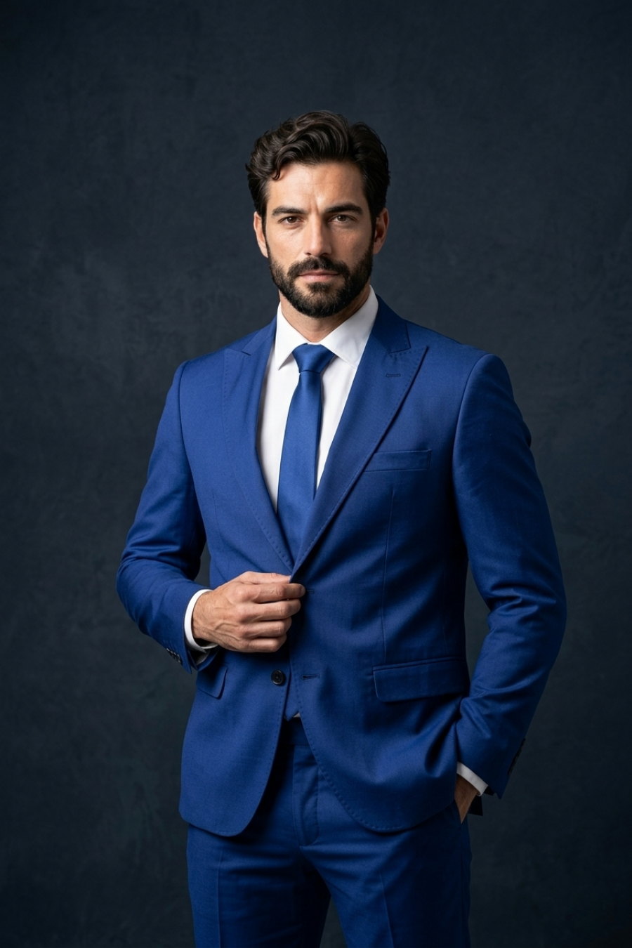 Terno Masculino Poliviscose Semi Slim Azul Bic