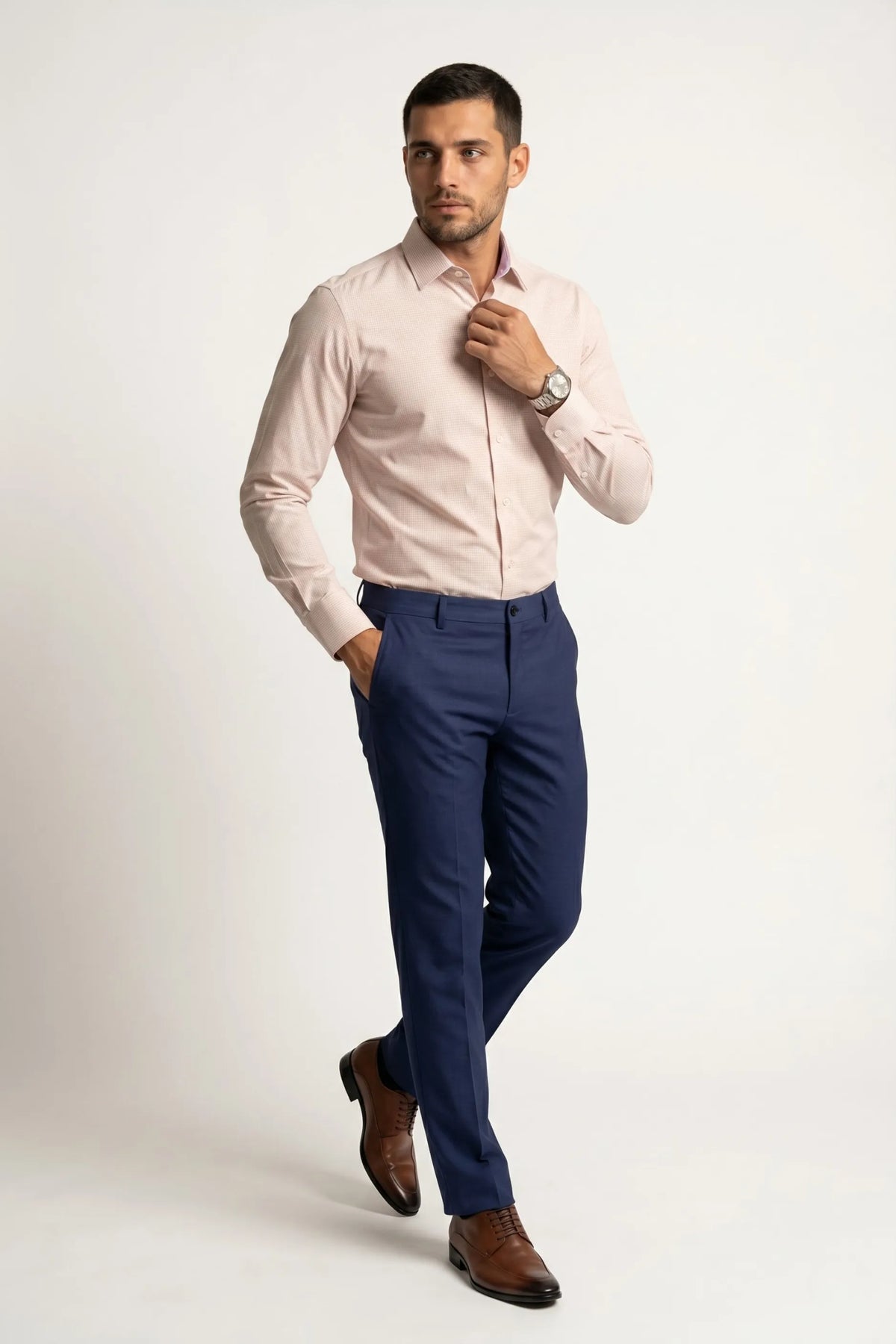 Camisa Social Masculina Xadrez Fino Tradicional