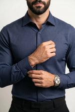 Camisa Social Masculina Xadrez Micro Tradicional