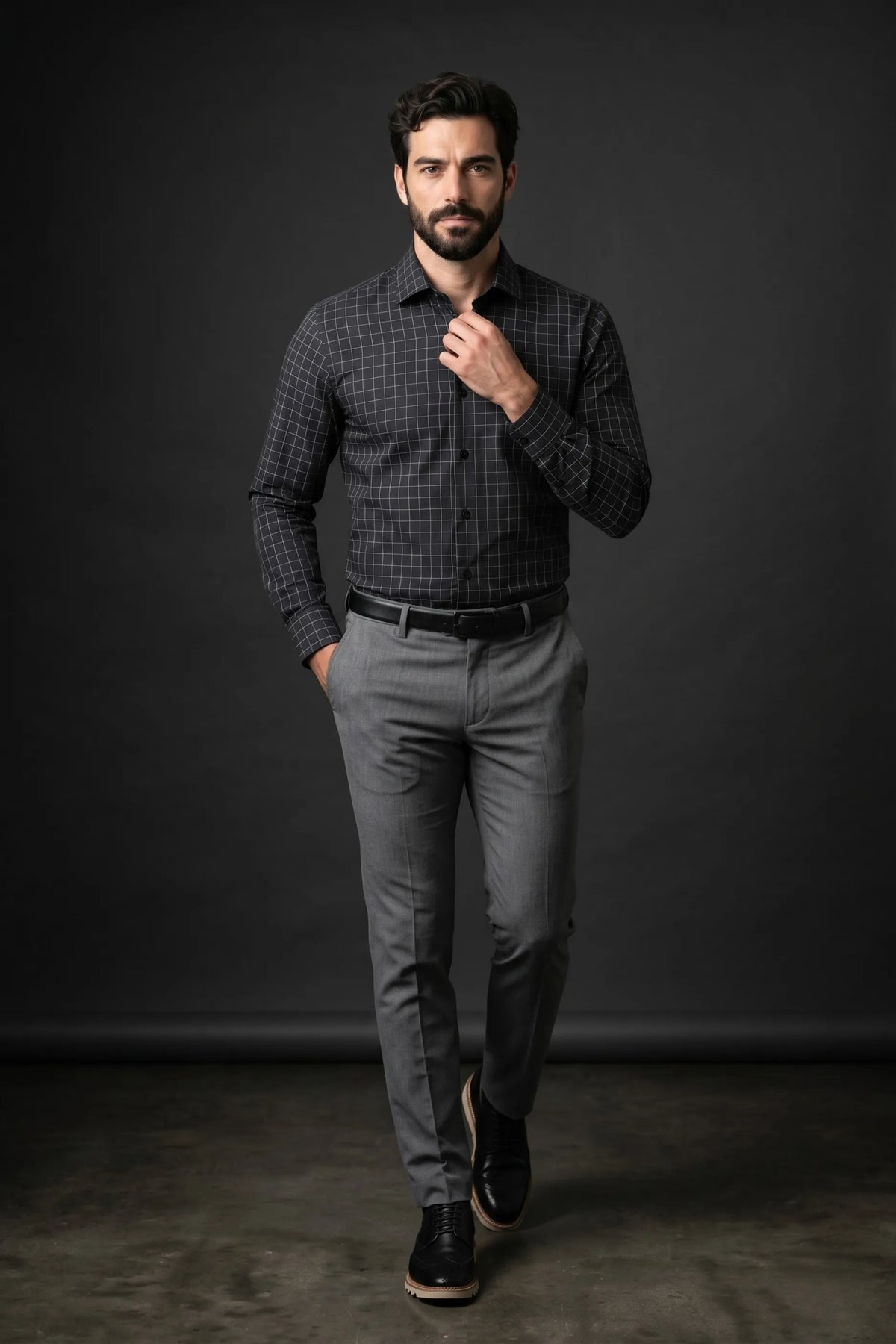 Camisa Social Masculina Xadrez Tradicional Grid