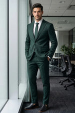 Terno Slim Masculino Verde Escuro em Poliviscose