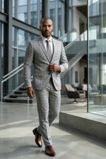 Terno Masculino Grigio Príncipe de Gales Semi Slim