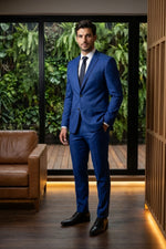 Terno Masculino Poliéster Semi Slim Azul Turquesa