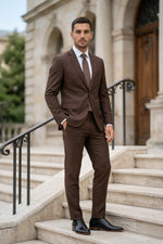 Terno Slim Masculino Marrom Café em Poliviscose