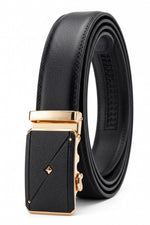 Cinto Masculino Social Fivela Automática Preto com Dourado
