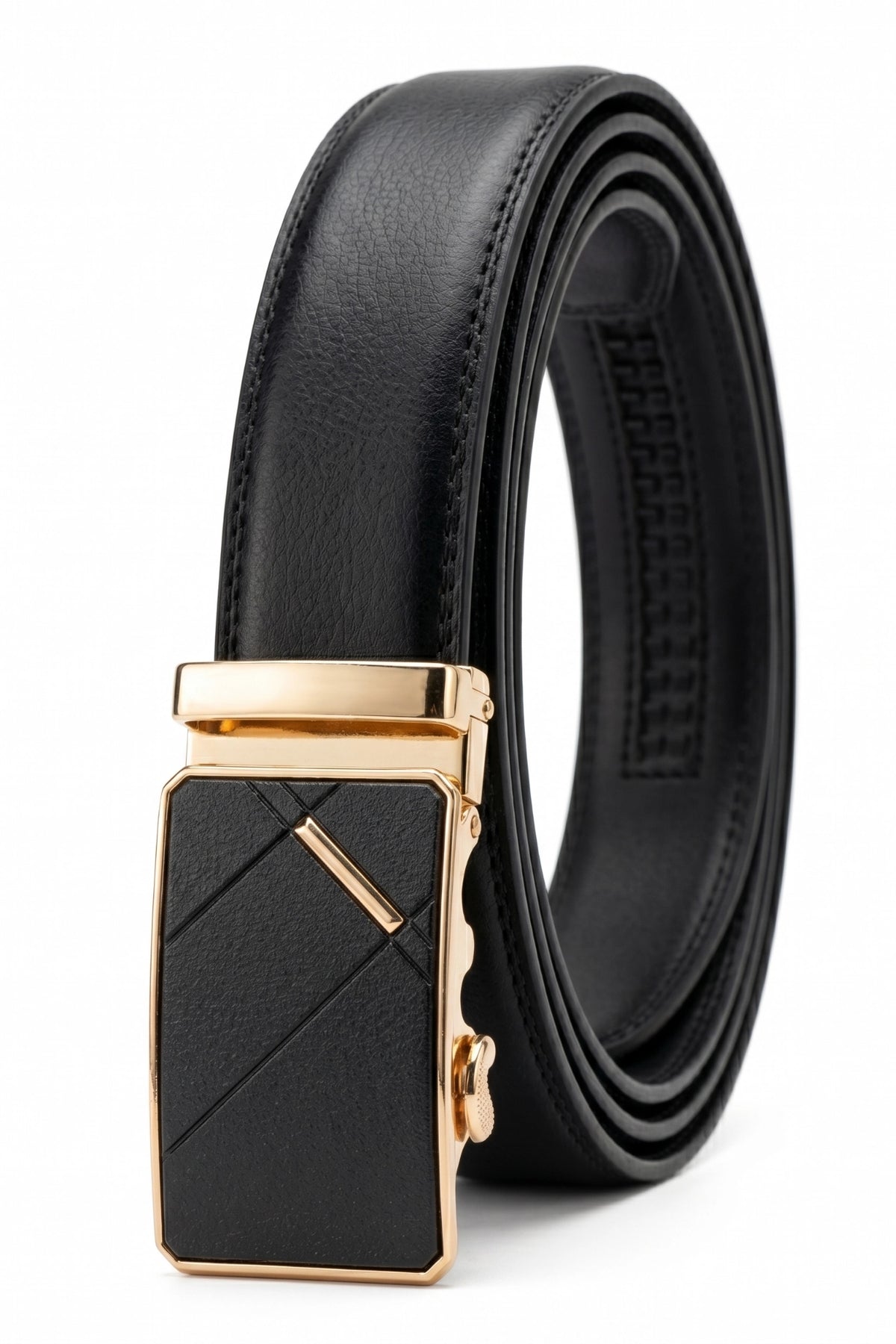 Cinto Masculino Social Fivela Automática Preto com Dourado