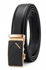 Cinto Masculino Social Fivela Automática Preto com Dourado