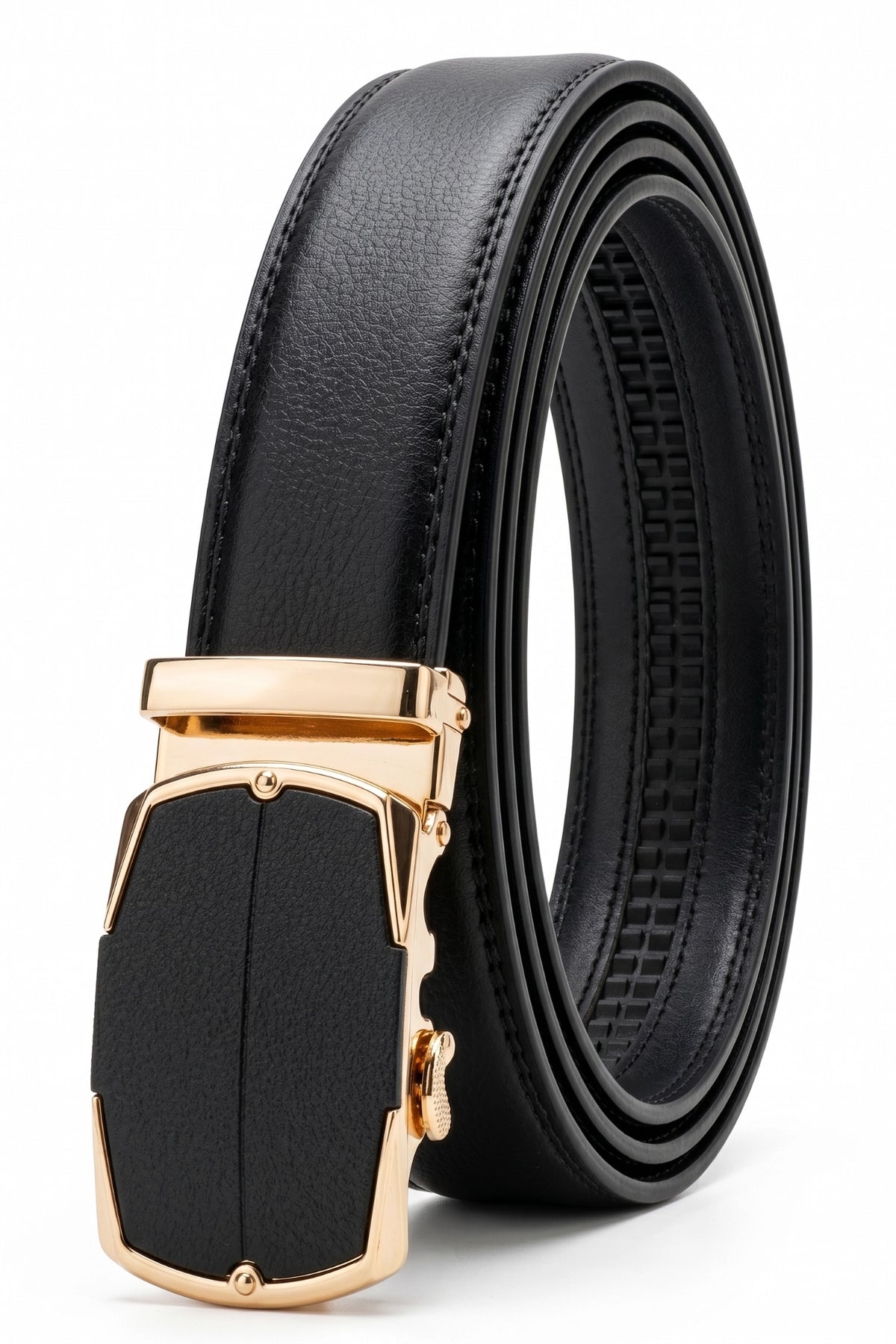 Cinto Masculino Social Fivela Automática Preto com Dourado