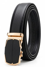 Cinto Masculino Social Fivela Automática Preto com Dourado
