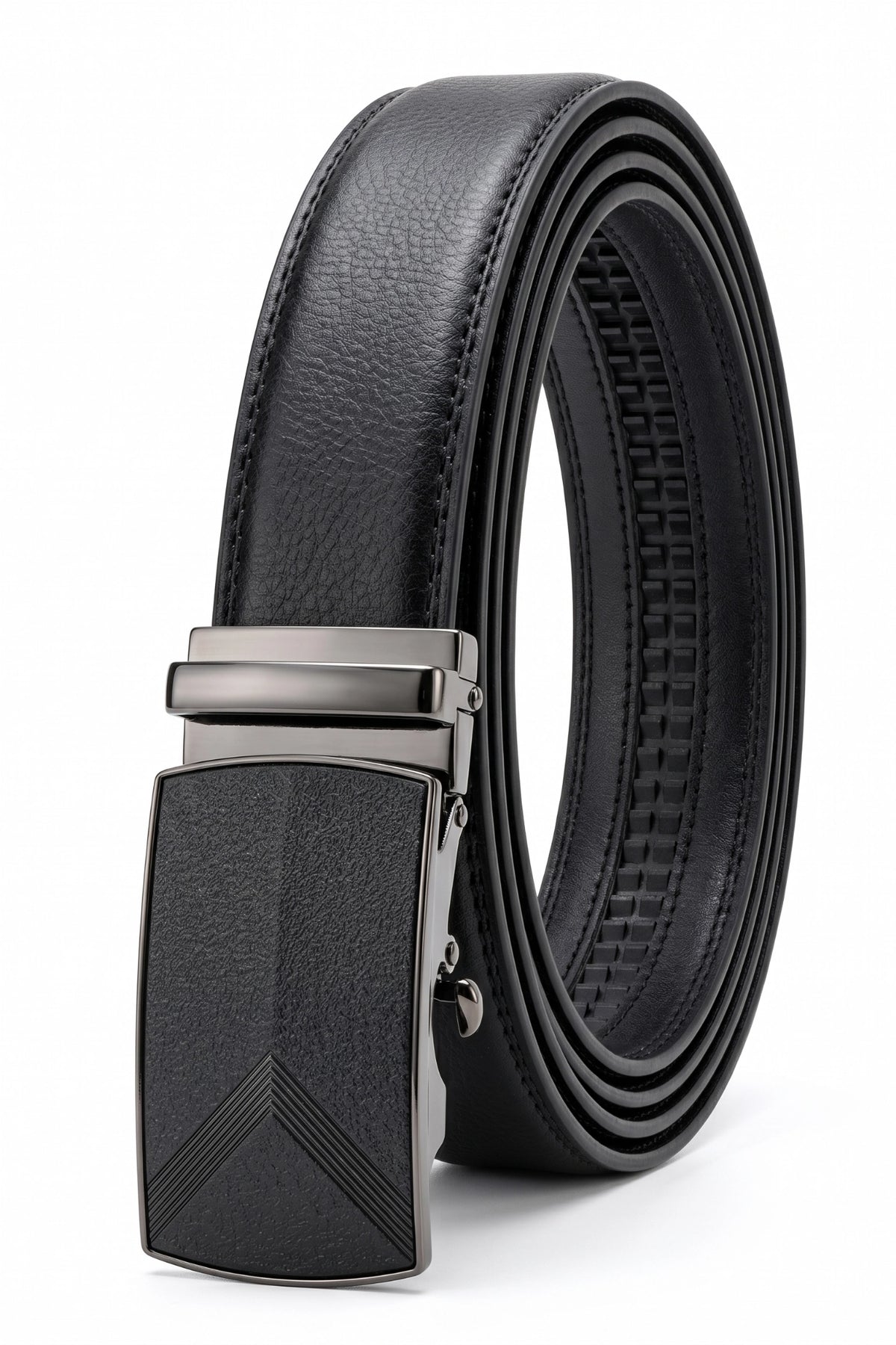 Cinto Masculino Social em Courino Fivela Automática Preto Fosco