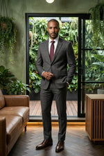 Terno Masculino Grafite Príncipe de Gales Semi Slim