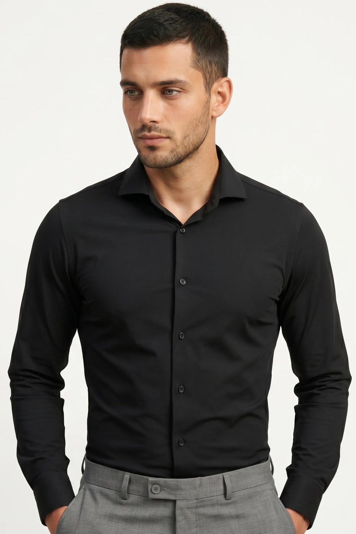 Camisa Social Masculina Tech em Poliamida Stretch