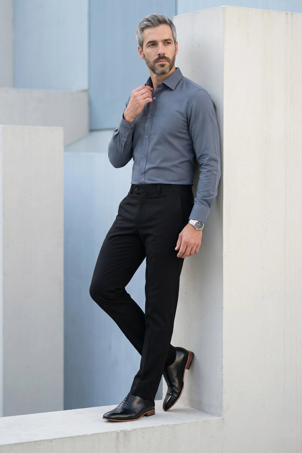Camisa Social Fibra de Bambu Slim Quadriculada