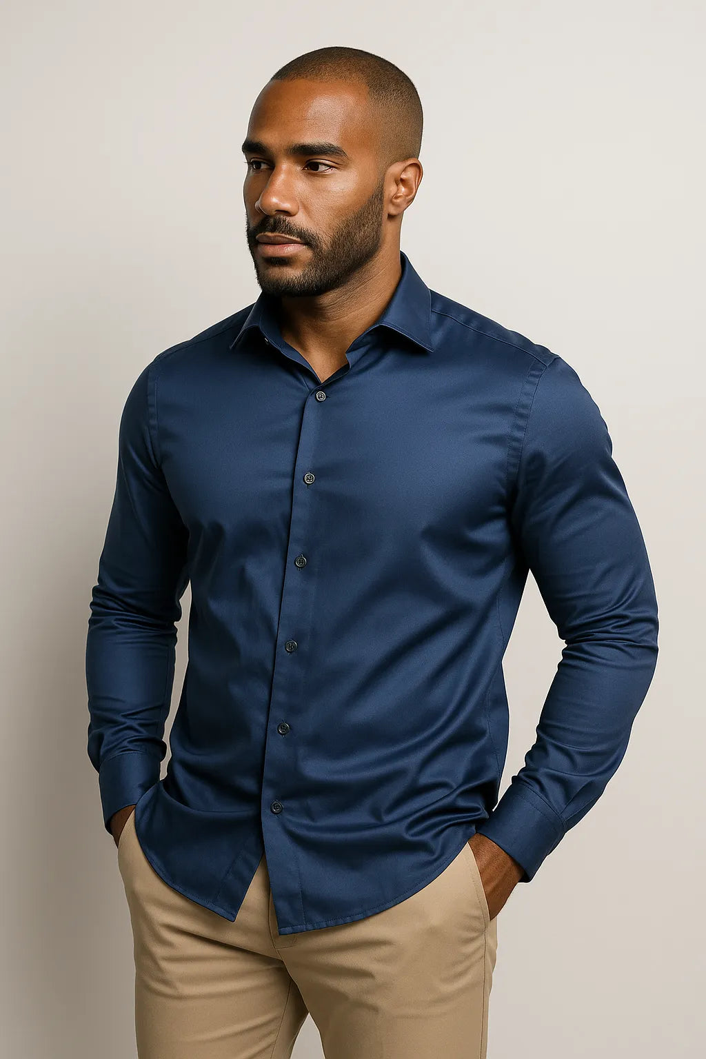 Camisa Social Slim Fit em Algodão Egípcio