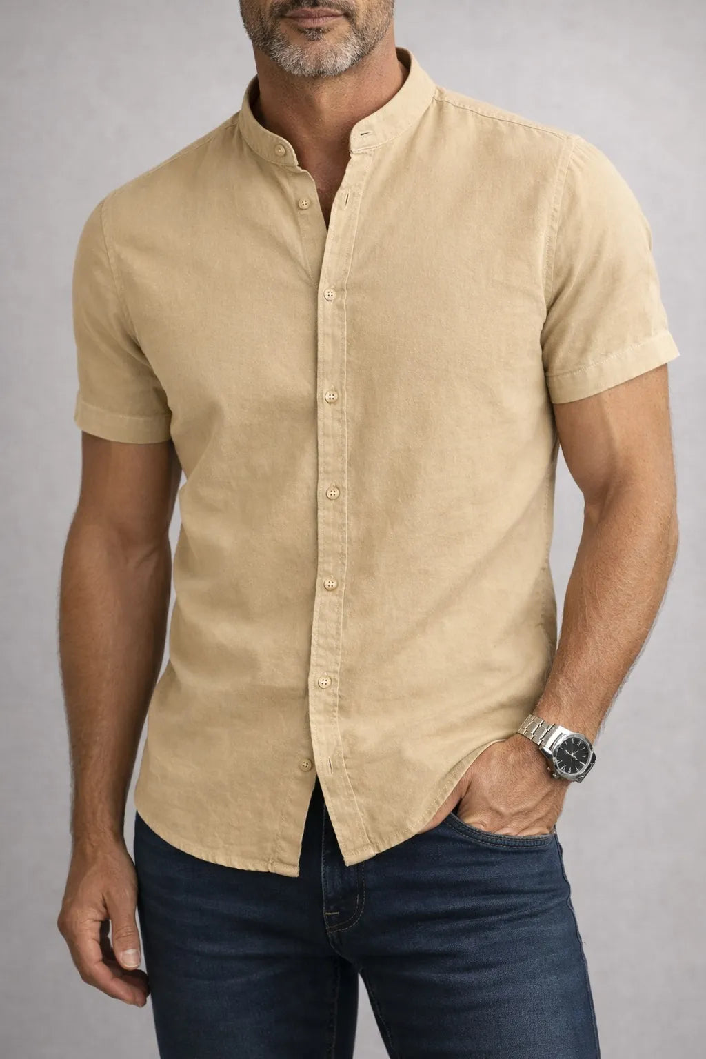 Camisa Sarja Estonada com Gola Padre MC