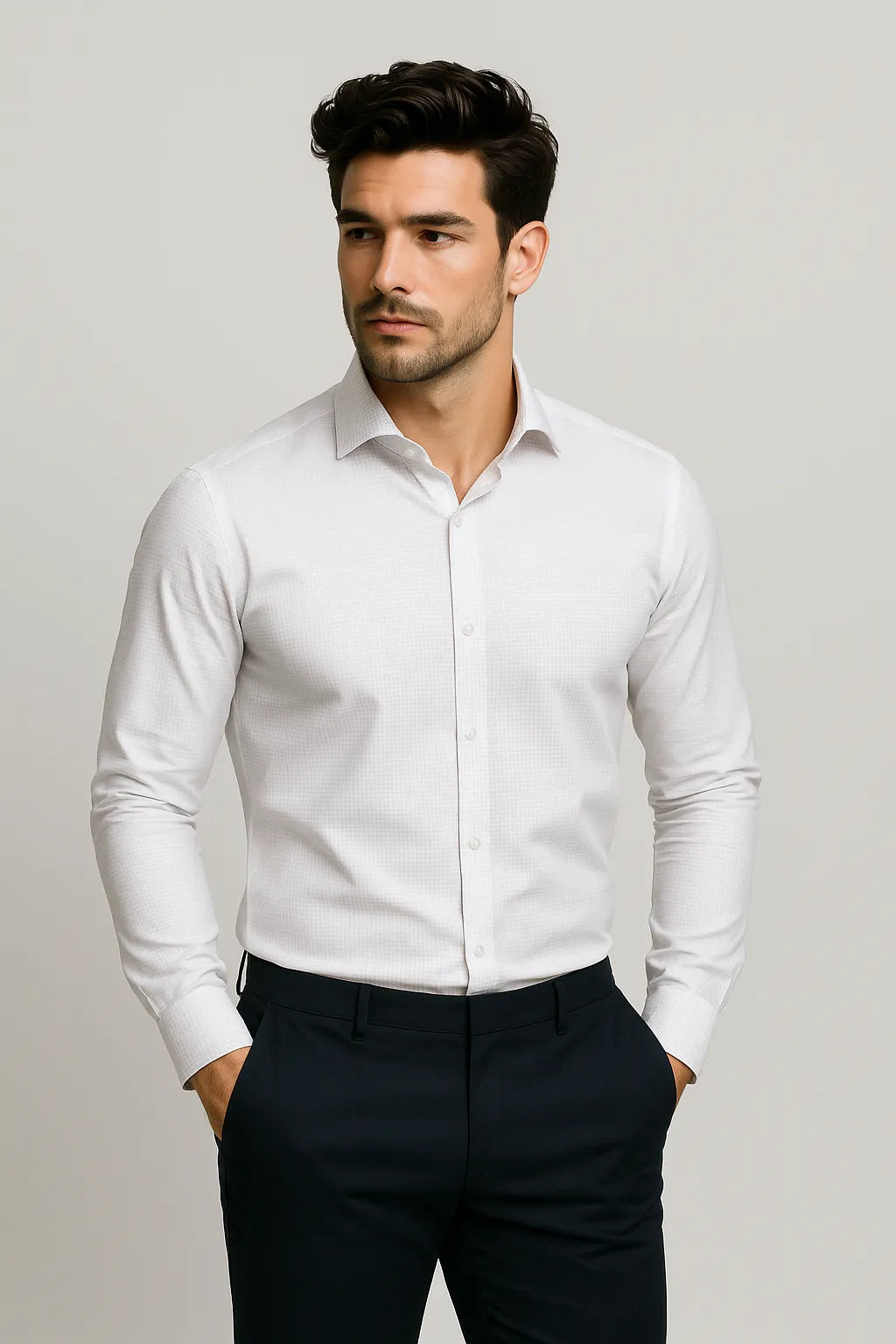 Camisa Social Slim Fit em Algodão Egípcio
