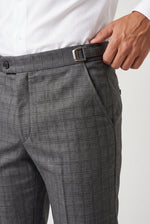 Calça Social Poliviscose Slim Xadrez com Regulador