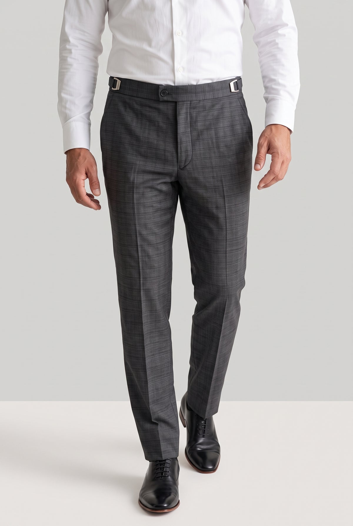 Calça Social Poliviscose Slim Xadrez com Regulador