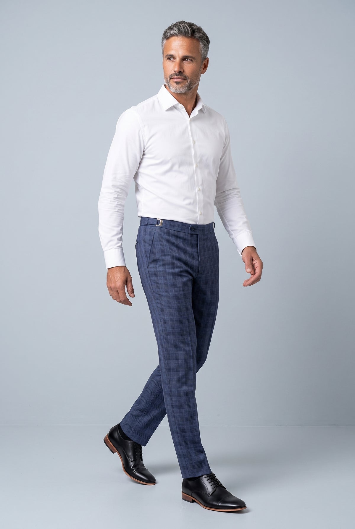 Calça Social Poliviscose Slim Xadrez com Regulador