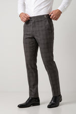 Calça Social Poliviscose Slim Xadrez com Regulador
